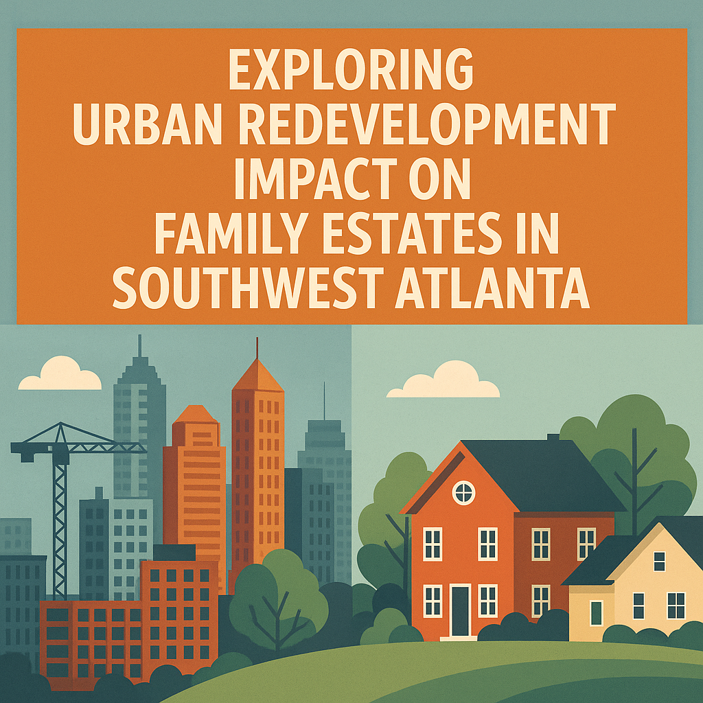 Aerial view of contrasting new urban development beside traditional homes in Southwest Atlanta.