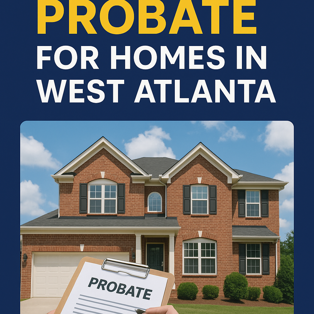 Graphic of a probate flowchart for homes in West Atlanta, highlighting legal steps in property transfer.