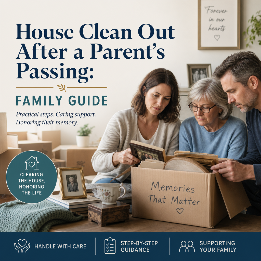 Illustration of House Clean Out After a Parent’s Passing: Family Guide