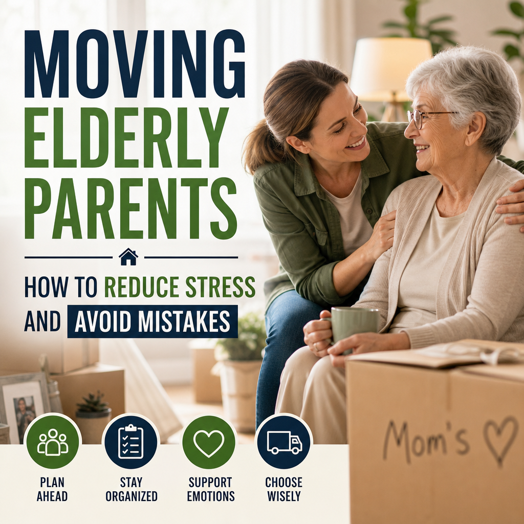 Illustration of Moving Elderly Parents: How to Reduce Stress and Avoid Mistakes